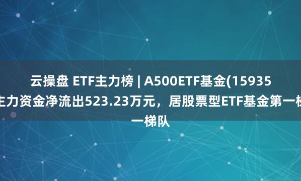 云操盘 ETF主力榜 | A500ETF基金(159356)主力资金净流出523.23万元，居股票型ETF基金第一梯队