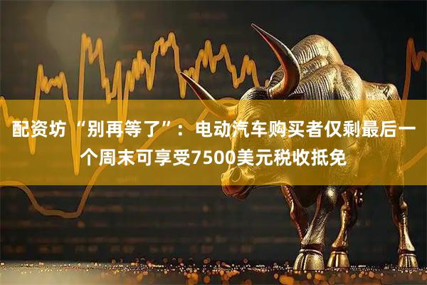 配资坊 “别再等了”：电动汽车购买者仅剩最后一个周末可享受7500美元税收抵免