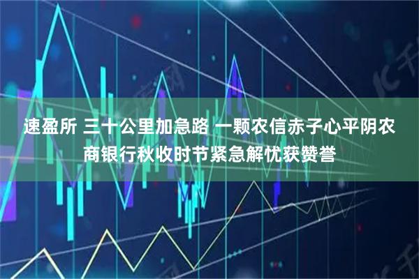 速盈所 三十公里加急路 一颗农信赤子心平阴农商银行秋收时节紧急解忧获赞誉